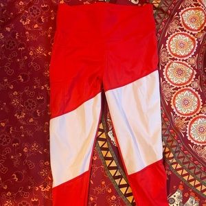 Red athletic leggings